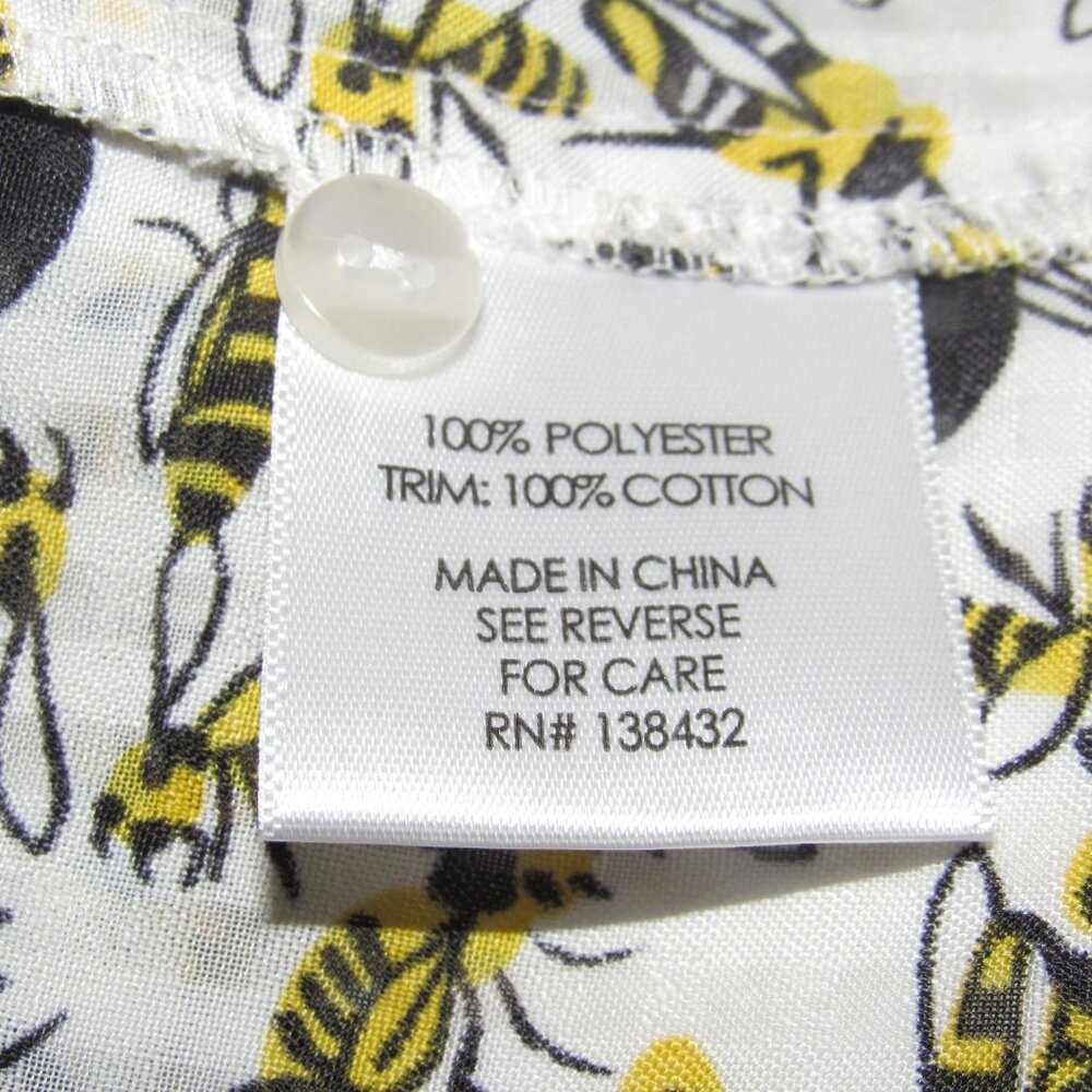 ModCloth White Sleeveless Bee Print Blouse with Yellow Accents - Picture 6 of 6